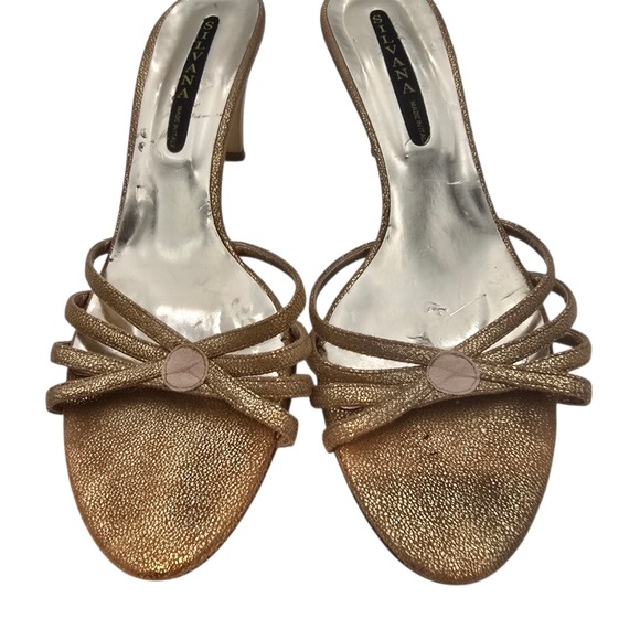 Silvana Shoes - Silvana Made‎ Italy Gold Strappy Heels 40/9.5 Leather Sole Evening Sandals Gala